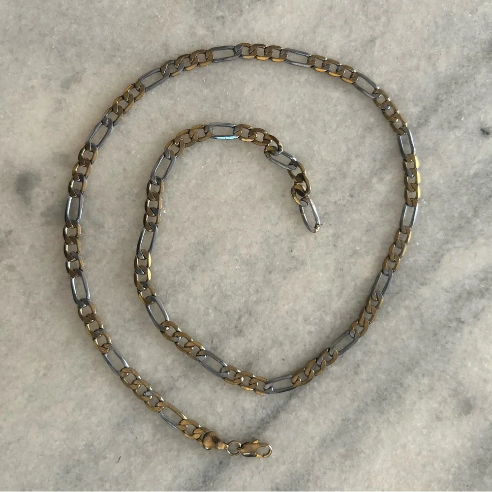 Gold and Silver Tone Chain Link Costume Jewelry Necklace Lobster Claw Clasp